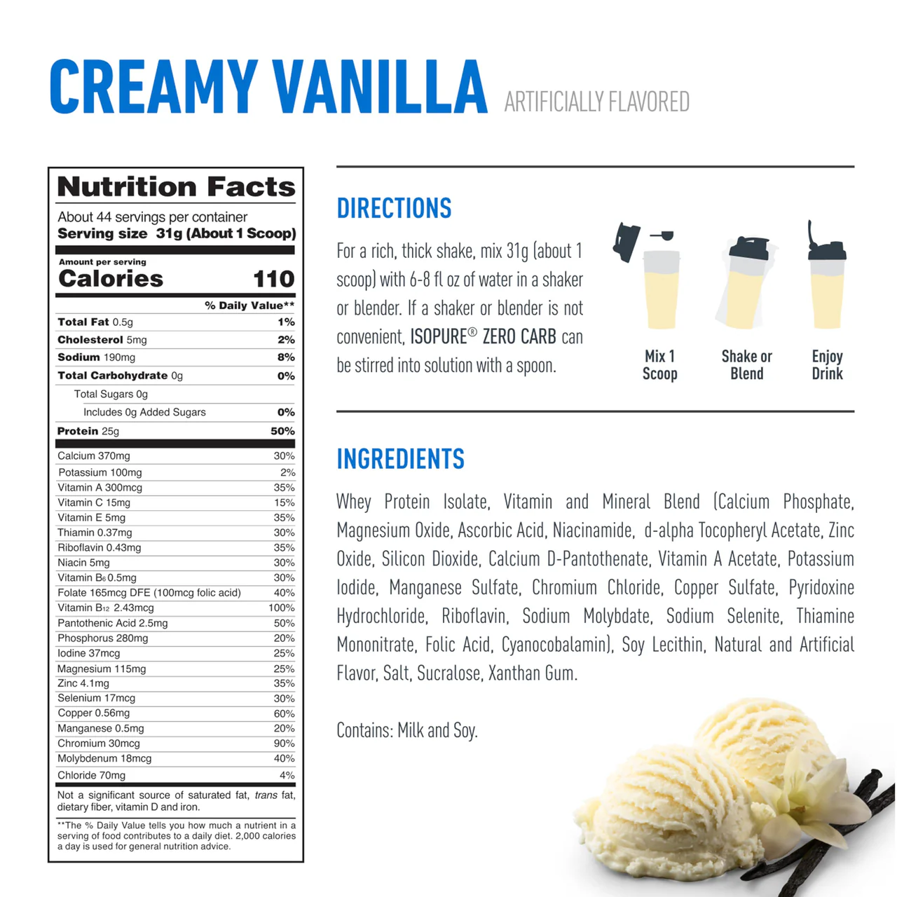 Isopure Zero Carb 3 Lbs,1.36 kg , 44 Servings Vanilla - Image 2